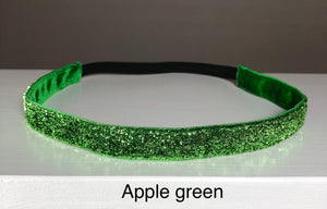 thin green glitter headband