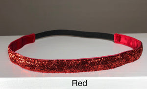 thin red glitter headband