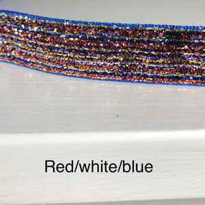 red white and blue glitter headbands