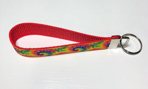wristlet keychain with tie dye pattern