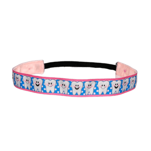 pink and light blue cartoon tooth headband
