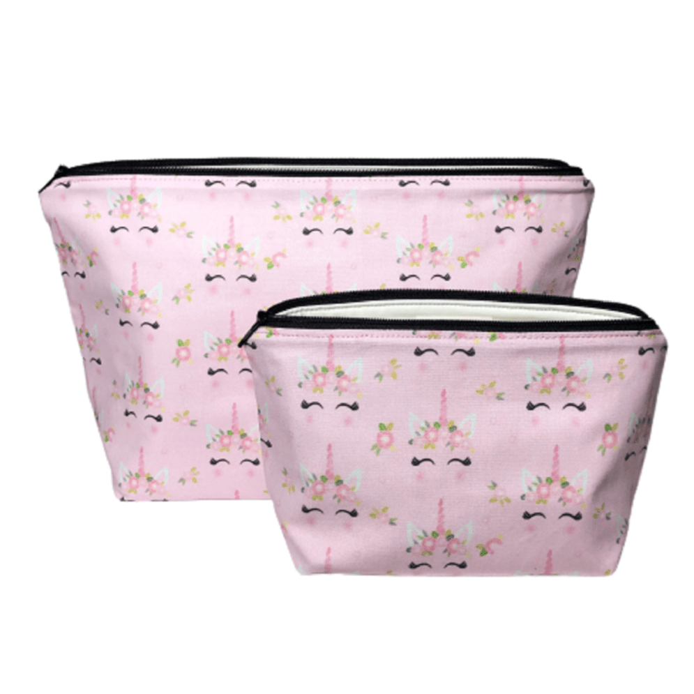 pink unicorn makeup bag set of two