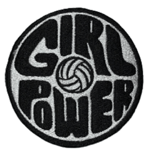 black and white volleyball iron on patch girl power
