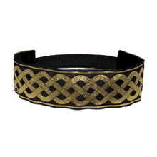 Load image into Gallery viewer, wide gold and black celtic knot headband
