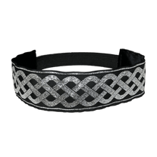 Load image into Gallery viewer, wide silver and black celtic knot headband
