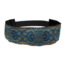 Load image into Gallery viewer, Wide Blue and Mustard Headband

