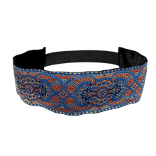 Load image into Gallery viewer, wide embroidered blue and red headband
