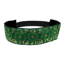 Load image into Gallery viewer, wide green and gold floral headband
