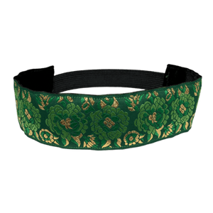 Wide Green and Gold Headband